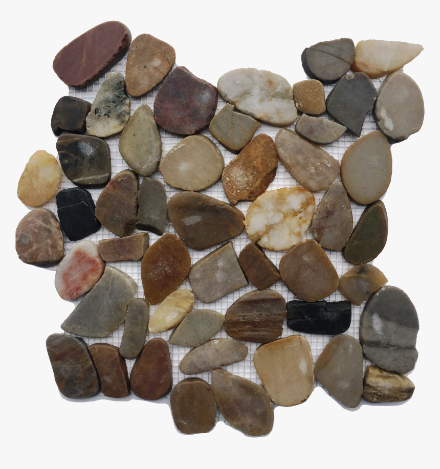 Flat Polished Mixed Color Pebble Mosaic - River Rock Tile, HD Png Download, Free Download