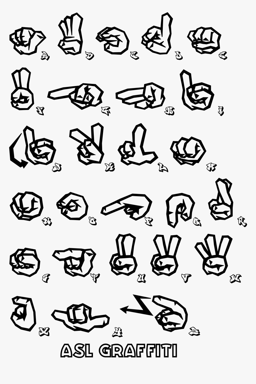Hello Clipart Sign Language - Graffiti Sign Language Alphabet, HD Png Download, Free Download