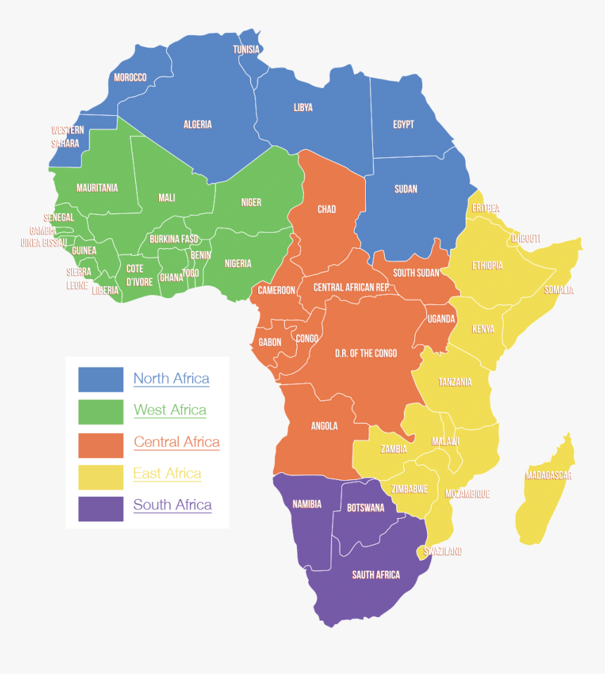 Africa Map And Regions Hd Png Download Kindpng
