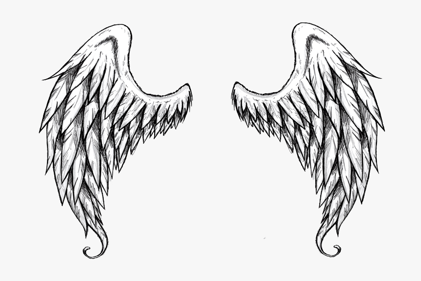 Sayap Png -sayap Keren Png - Angel Wings Black And White Drawing, Transparent Png, Free Download