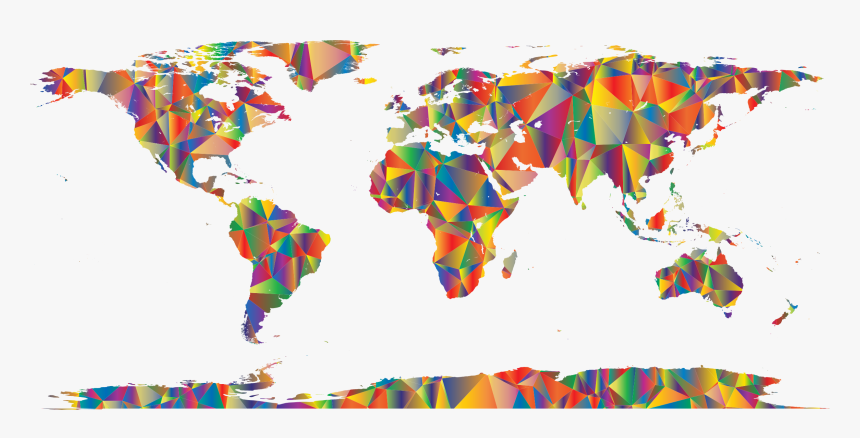 Colorful, Prismatic, Chromatic, Rainbow, Triangles - High Resolution Vector World Map, HD Png Download, Free Download