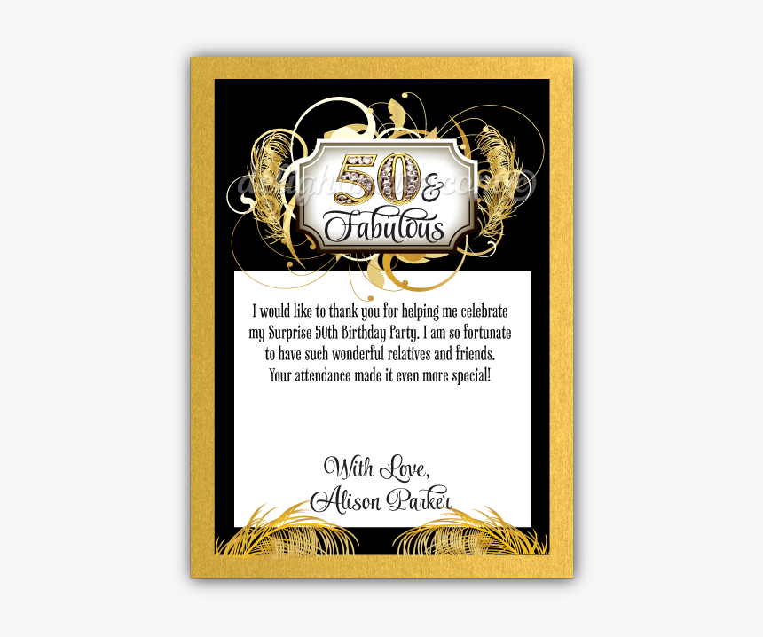 Clip Art Vintage Gold And Black - Thank You 50th Birthday, HD Png Download, Free Download