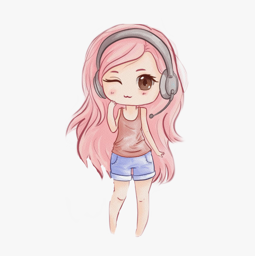 #kawaii #gamer Gamer Girl - Chibi Girl, HD Png Download, Free Download