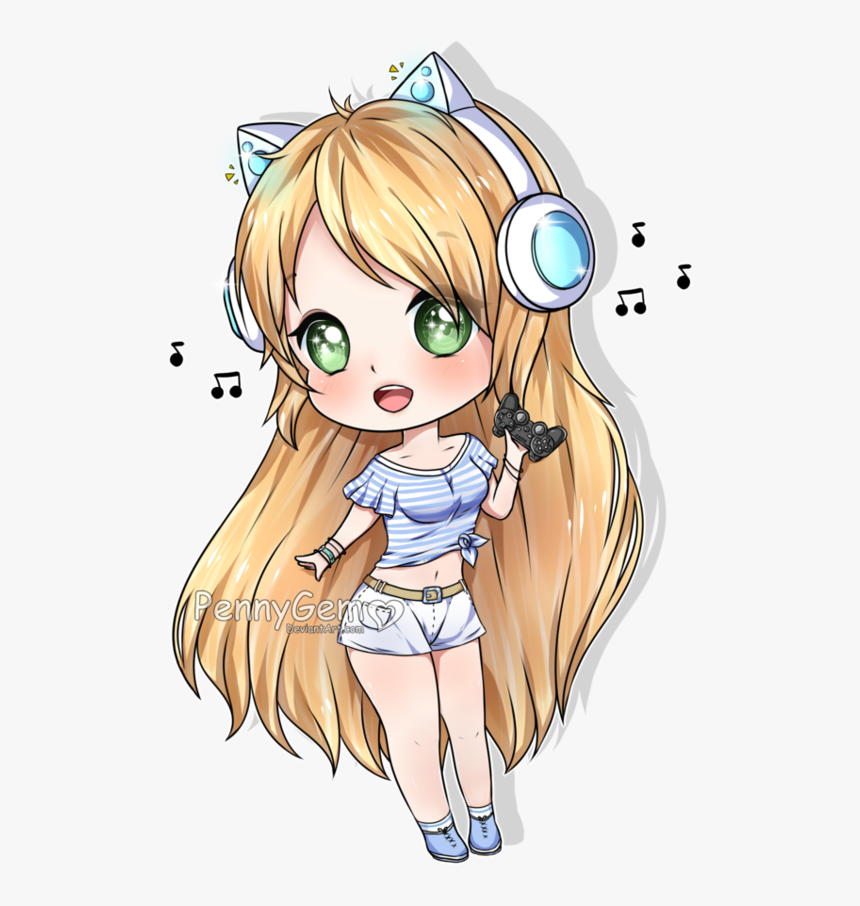 Go To Image - Anime Gamer Girl Chibi, HD Png Download - kindpng