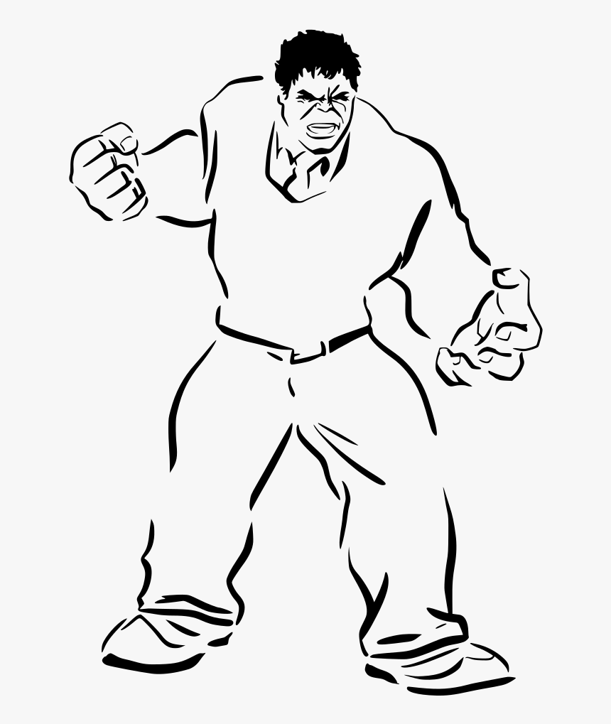 Person Sweater Caricature Stencil Cartoon Teacher Angry - Black And White Hulk, HD Png Download, Free Download