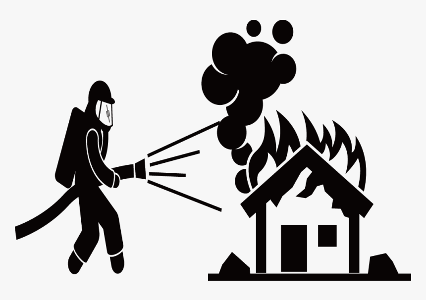 Firefighters Put Out The Fire Png Download - Silhouette House On Fire, Transparent Png, Free Download