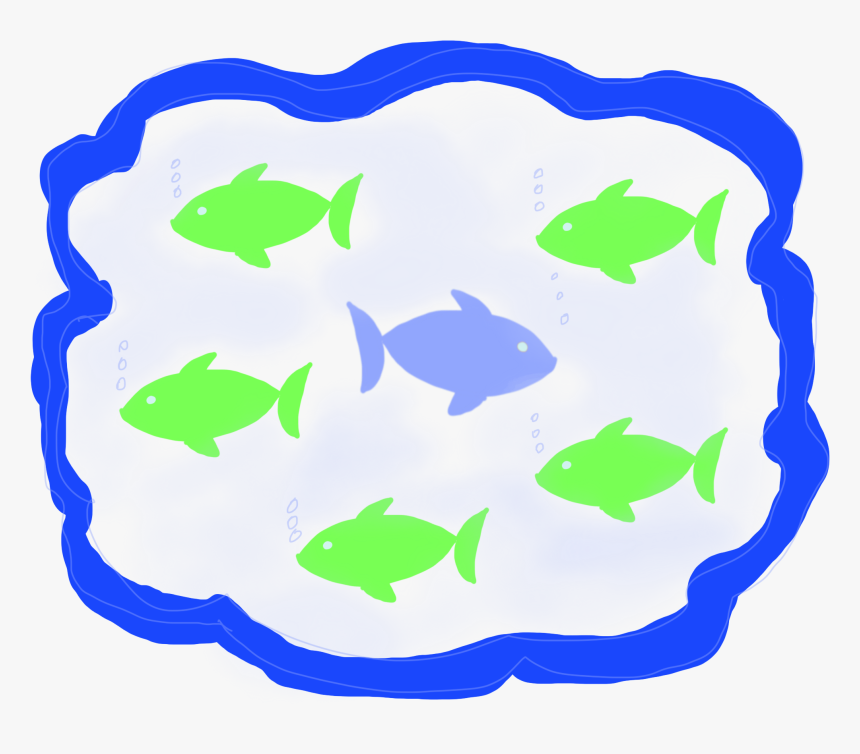 A Circle Of Green Fish Swimming Opposite Of One Blue, HD Png Download, Free Download