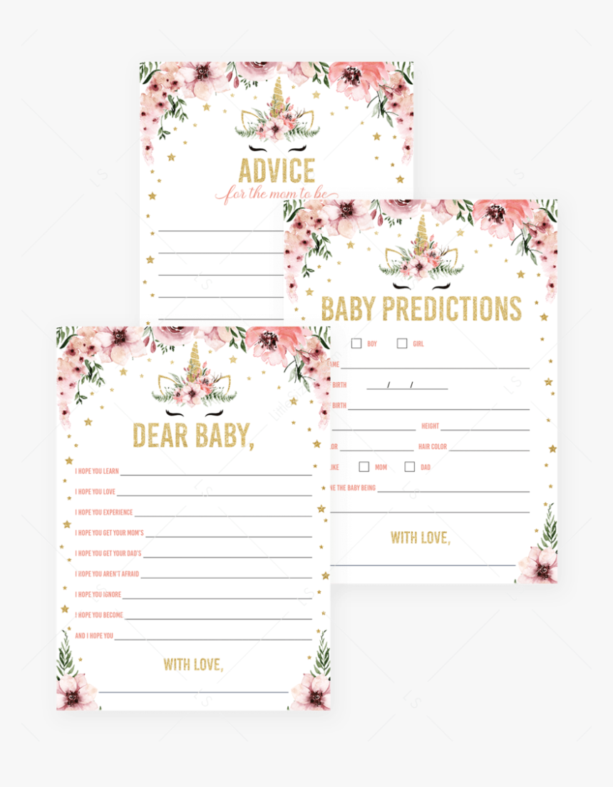 Pink And Gold Unicorn Baby Shower Bundle By Littlesizzle - Paper, HD Png Download, Free Download