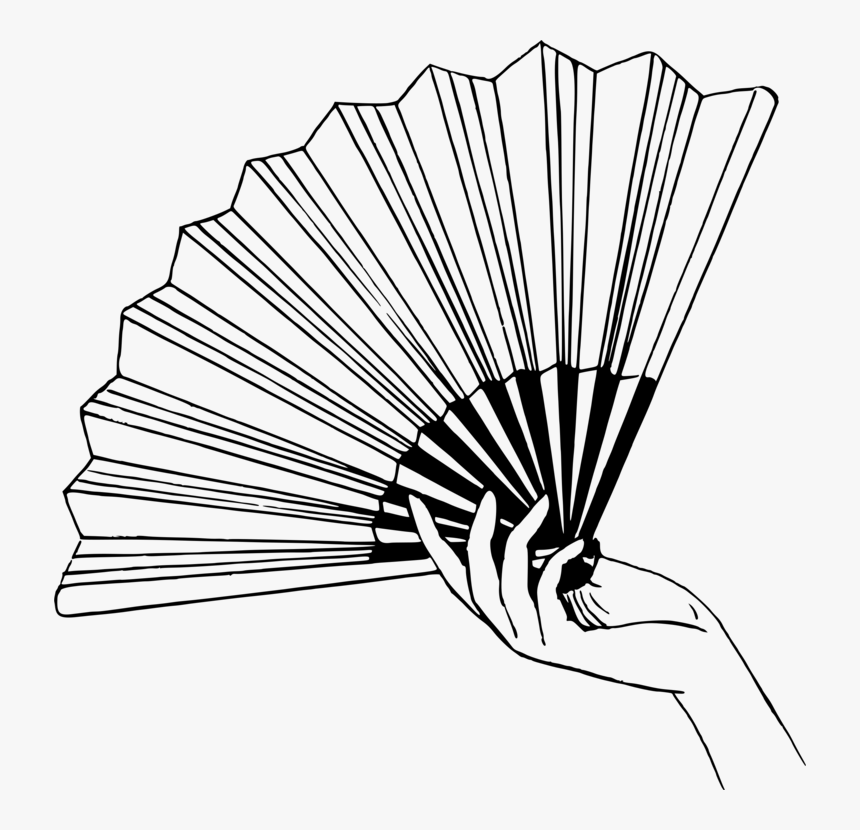 Hand Fan Drawing Black And White Ceiling Fans, HD Png Download, Free Download