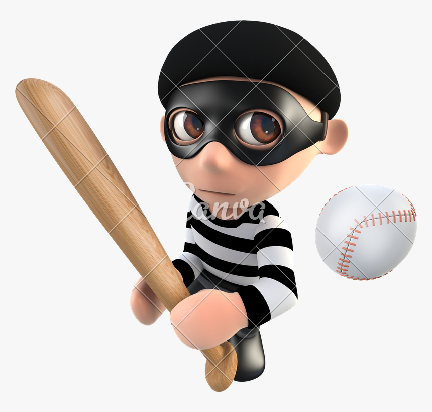 D Funny Burglar - Cartoon Thief With Stick, HD Png Download, Free Download