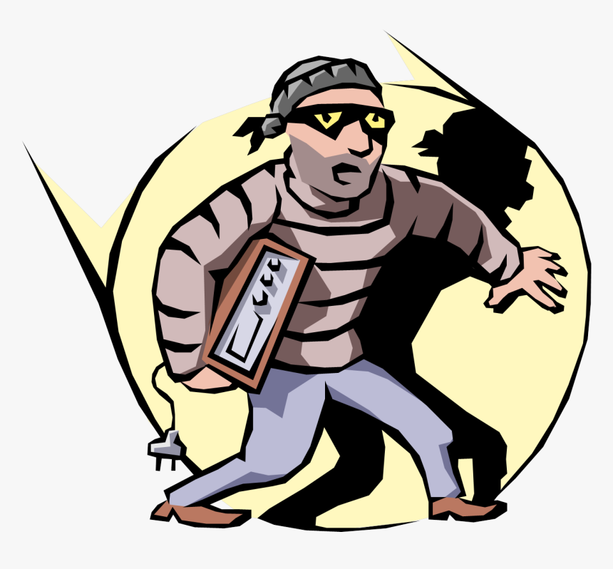 Vector Illustration Of Prowler Thief Burglar With Stolen - La Inseguridad Ciudadana Dibujos, HD Png Download, Free Download