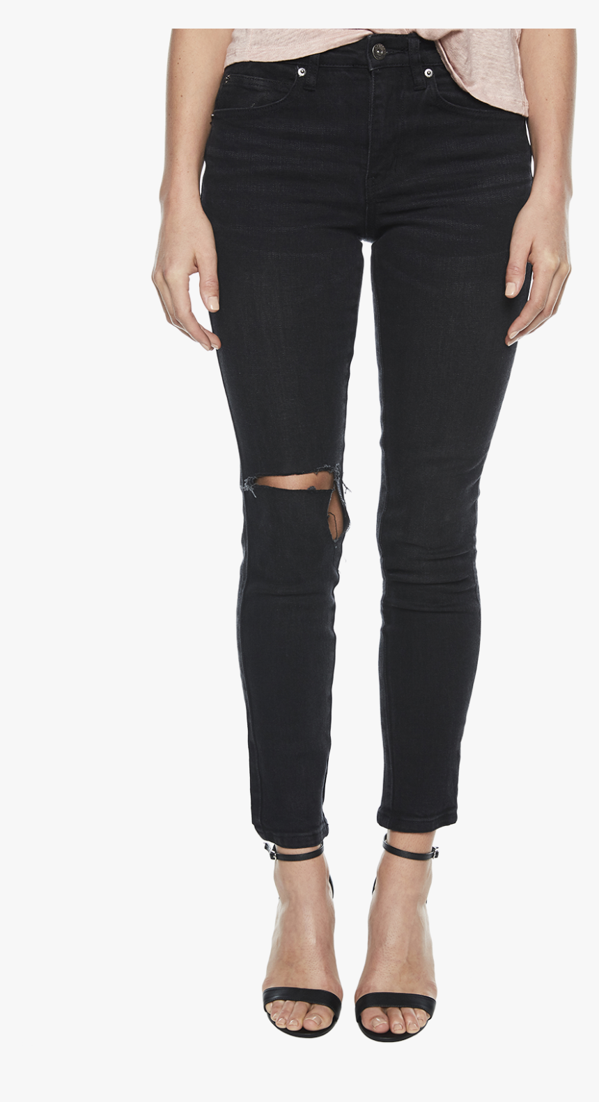 Ripped Giselle Jean In Colour Pewter - Seven For All Mankind The Mid Rise Skinny, HD Png Download, Free Download