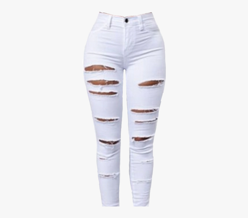 #white #whitepants #rippedwhitejeans #rippedjeans - Pocket, HD Png Download, Free Download