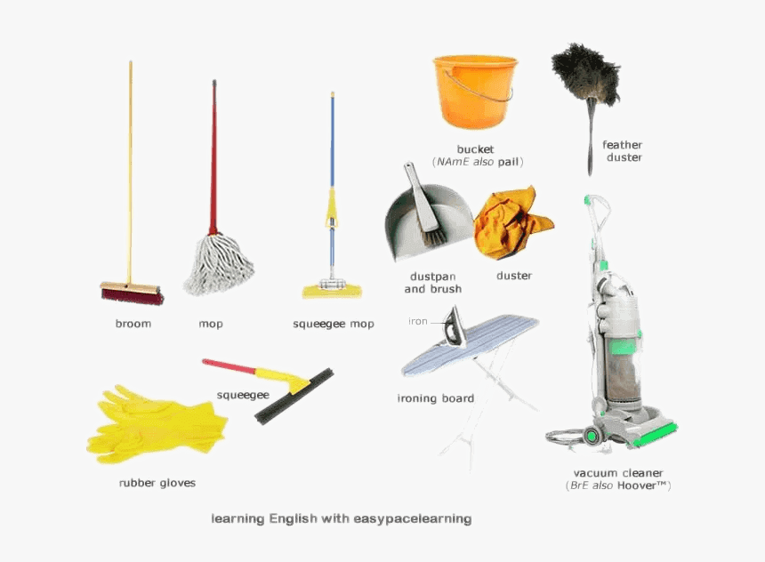 Cleaning Tools With Names, HD Png Download, Free Download