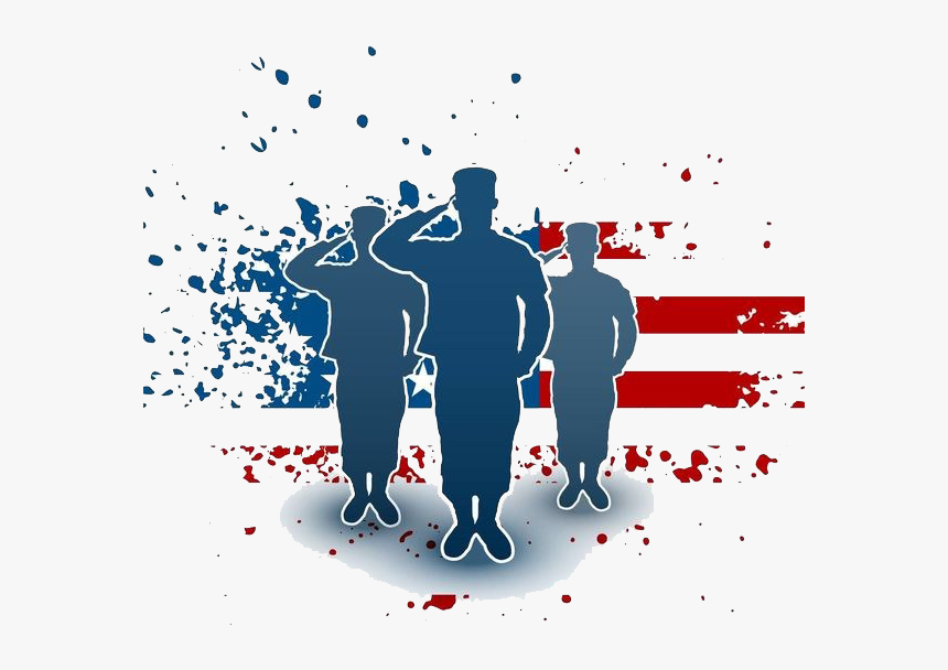 Veterans Day Png Image - Silhouette American Flag Soldier Saluting, Transparent Png, Free Download