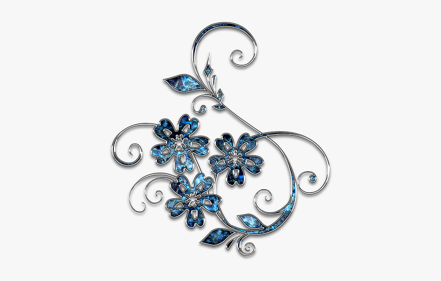 Decor, Ornament, Jewelry, Flower, Blue, Silver - Blue And Silver Flower, HD Png Download, Free Download