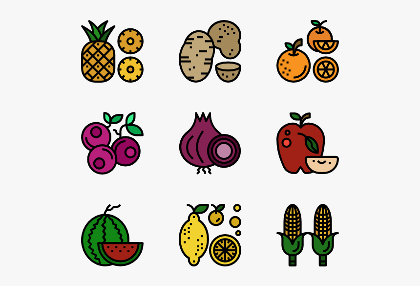 Cartoon Fruits And Vegetables Png, Transparent Png, Free Download