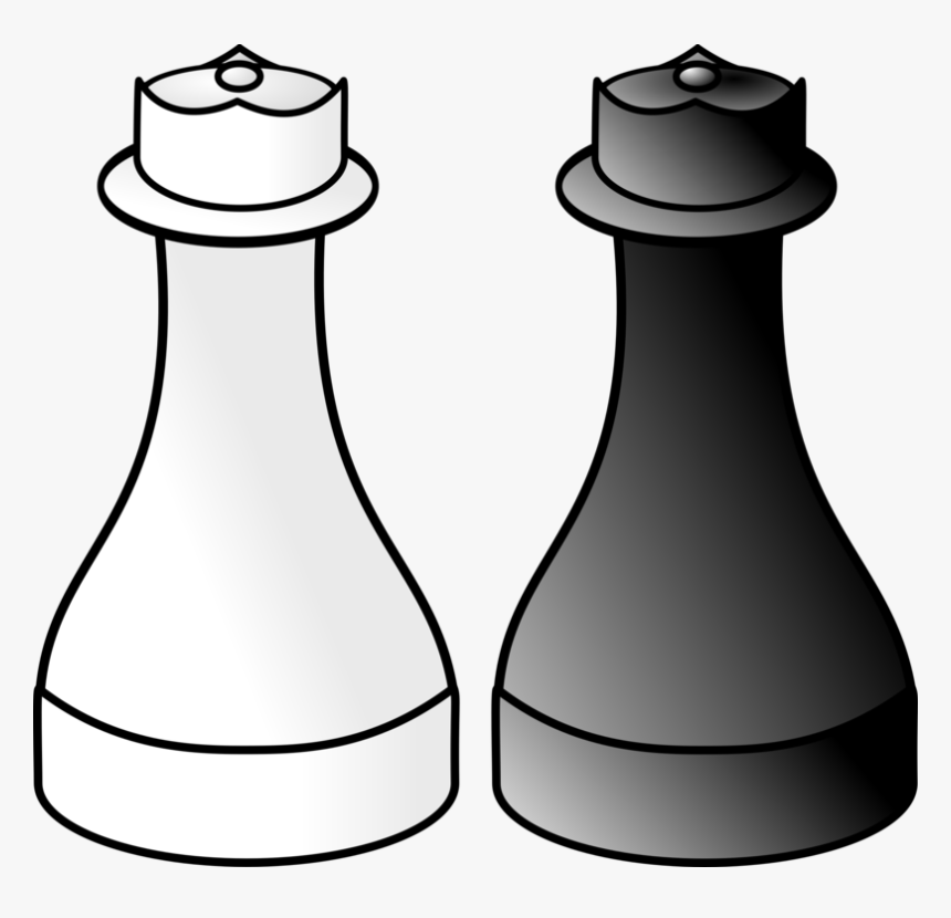 Transparent Chess Clipart Black And White - White And Black Queen Chess, HD Png Download, Free Download