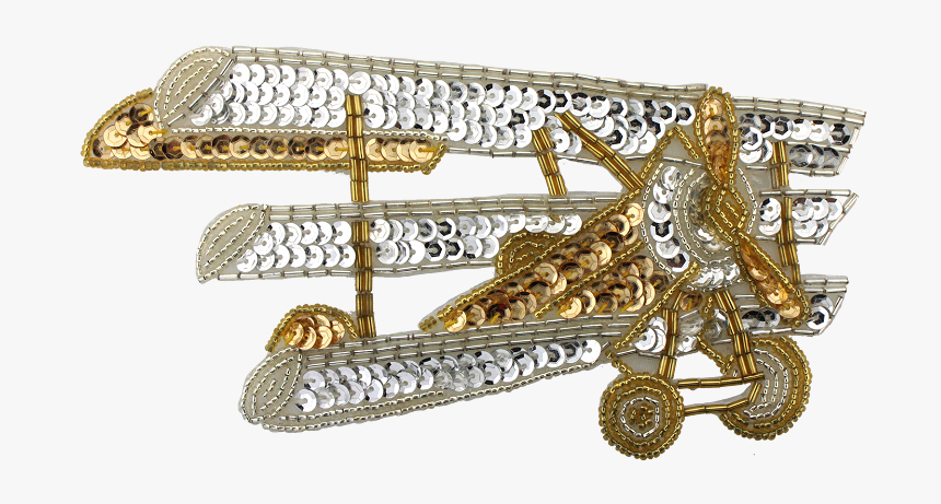 Vintage Tri-plane Sequin & Beaded Applique - Biplane, HD Png Download, Free Download