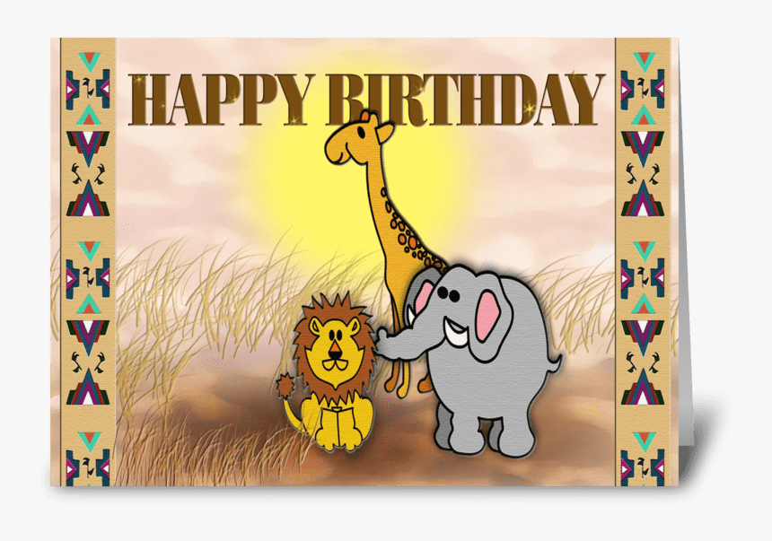 Safari Animals, Happy Birthday Greeting Card - Happy Birthday Safari Animals, HD Png Download, Free Download