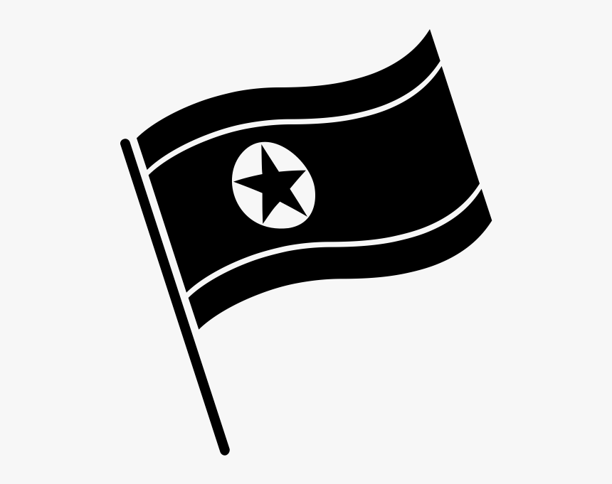 Flag Of North Korea Rubber Stamp - North Korean Flag Black And White, HD Png Download, Free Download