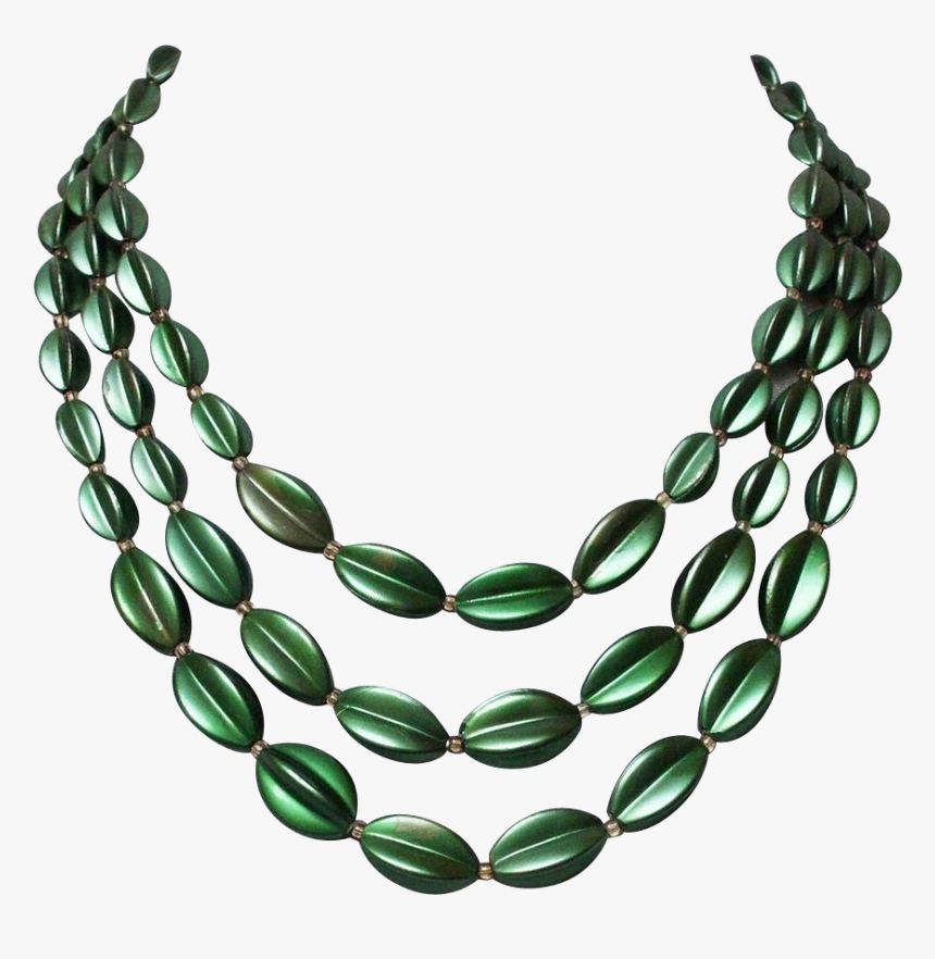 Three Strands Green Star Shape Bead Necklace Vintage - Clip Art Of Necklace Png, Transparent Png, Free Download