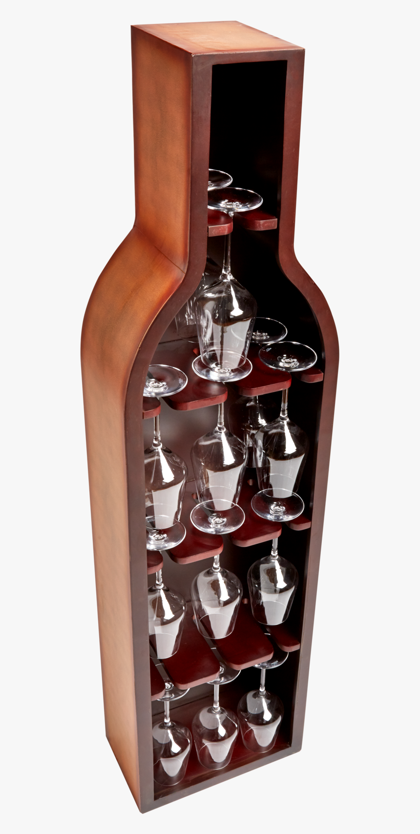 Vintage Glass & Wine Rack 3-piece Set - Rack Bottle Shape, HD Png Download, Free Download