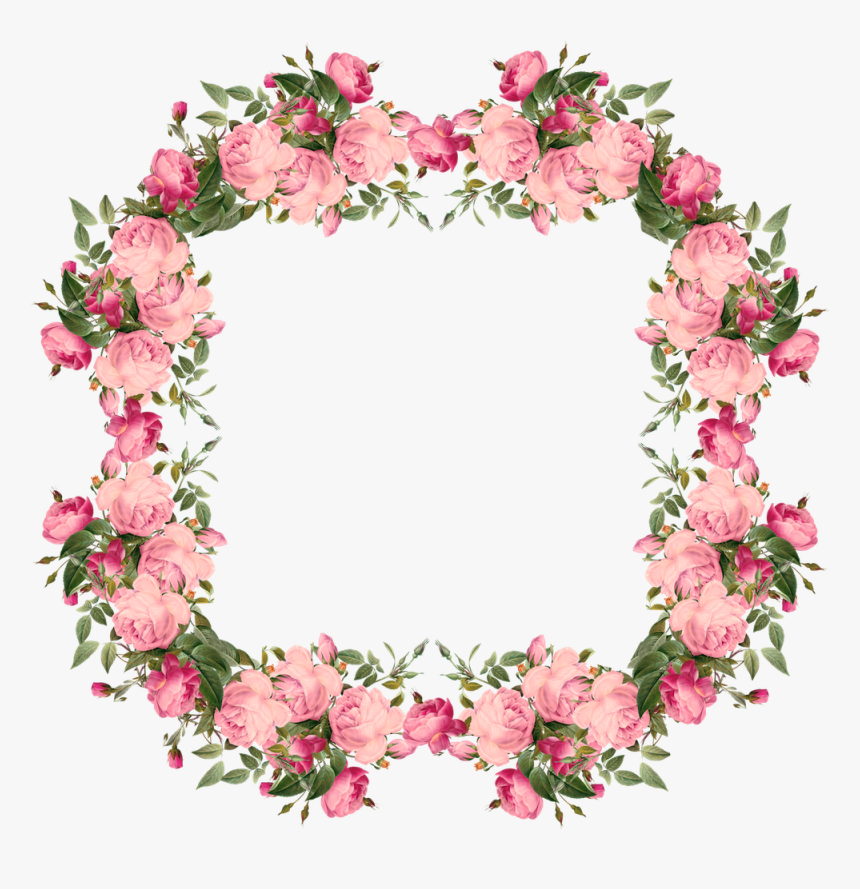 Peach Flower Clipart Rose Frame - Vintage Flower Frame Png, Transparent Png, Free Download