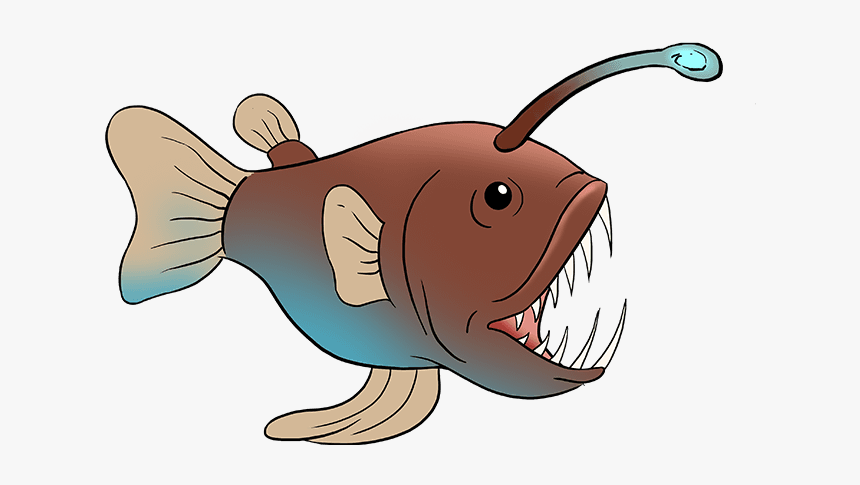 How To Draw Angler Fish - Angler Fish Drawing Step By Step, HD Png Download, Free Download