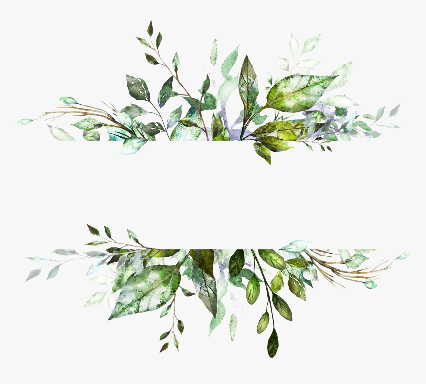 H804 Watercolor Invitations, Diy Invitations, Invitation - Watercolor Leaf Frame Png, Transparent Png, Free Download