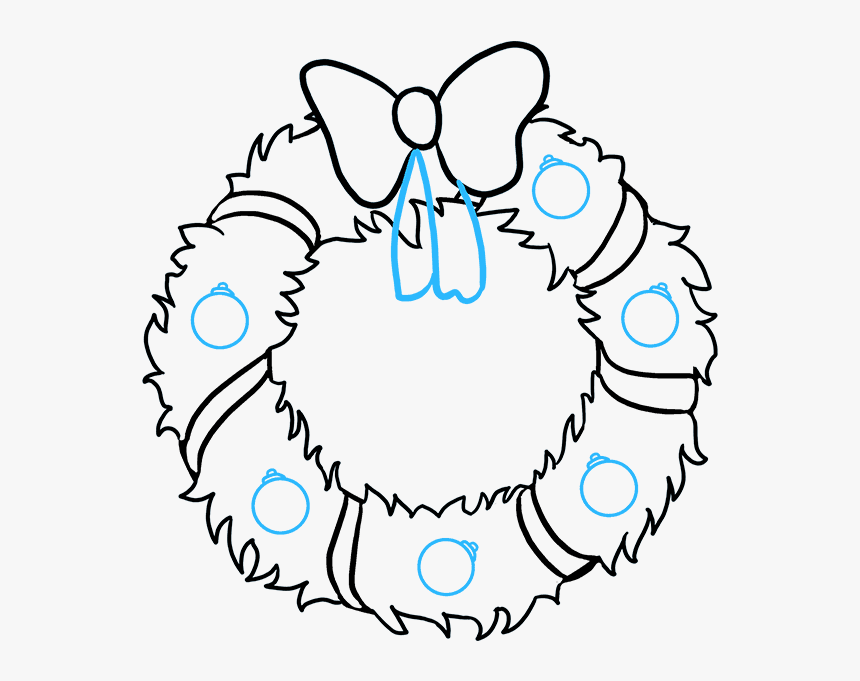 How To Draw Christmas Wreath - Christmas Wreath Outline, HD Png Download, Free Download