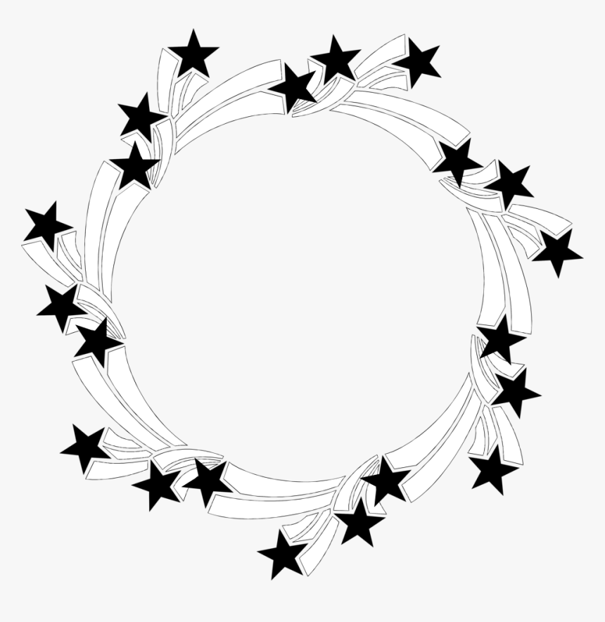 Transparent Christmas Wreath Clip Art - Stars Clipart Black And White Border, HD Png Download, Free Download