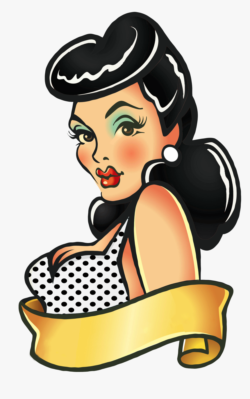Black Hair Bettie Bang Paige Style Greaser - Black Hair Pinup Girl, HD Png Download, Free Download