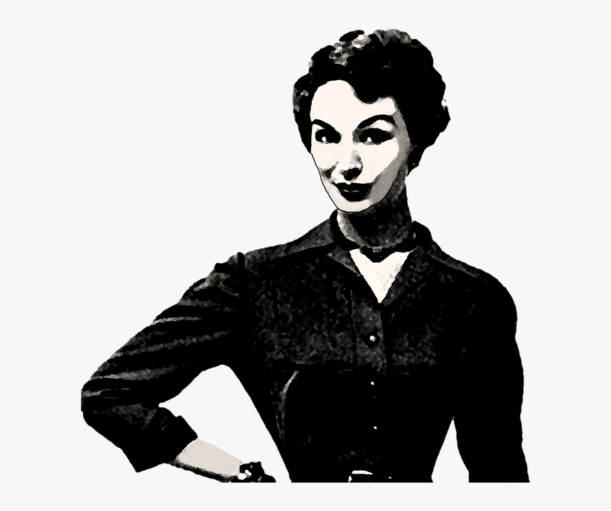 Illustration,fashion Illustration,black And White,fictional - Vintage Woman Png, Transparent Png, Free Download