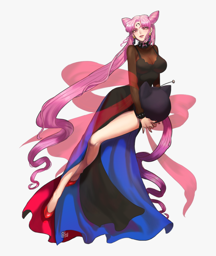 Black Lady, Chibi Usa, And Luna-p Drawn By Alraco - Sailor Moon Black Lady Full Body, HD Png Download, Free Download