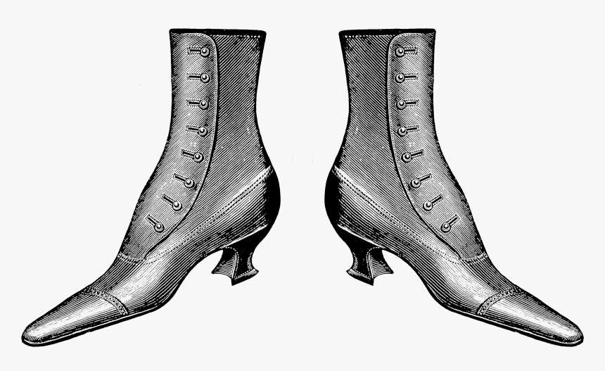 2775 Lady Boots Victorian Era Free Vintage Clip Art - Victorian Shoes Png, Transparent Png, Free Download