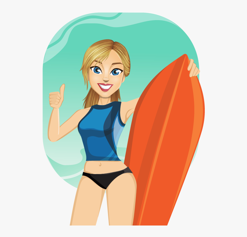 Girl Surfing Png Background Image - Girl Surfer Clip Art, Transparent Png, Free Download