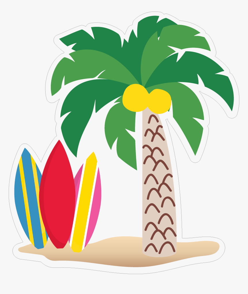 Palm Tree And Surfboards Print & Cut File - Illustration, HD Png Download, Free Download