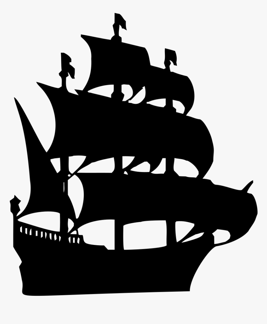 Medieval Galleon Silhouette - Pirate Ship Silhouette, HD Png Download, Free Download