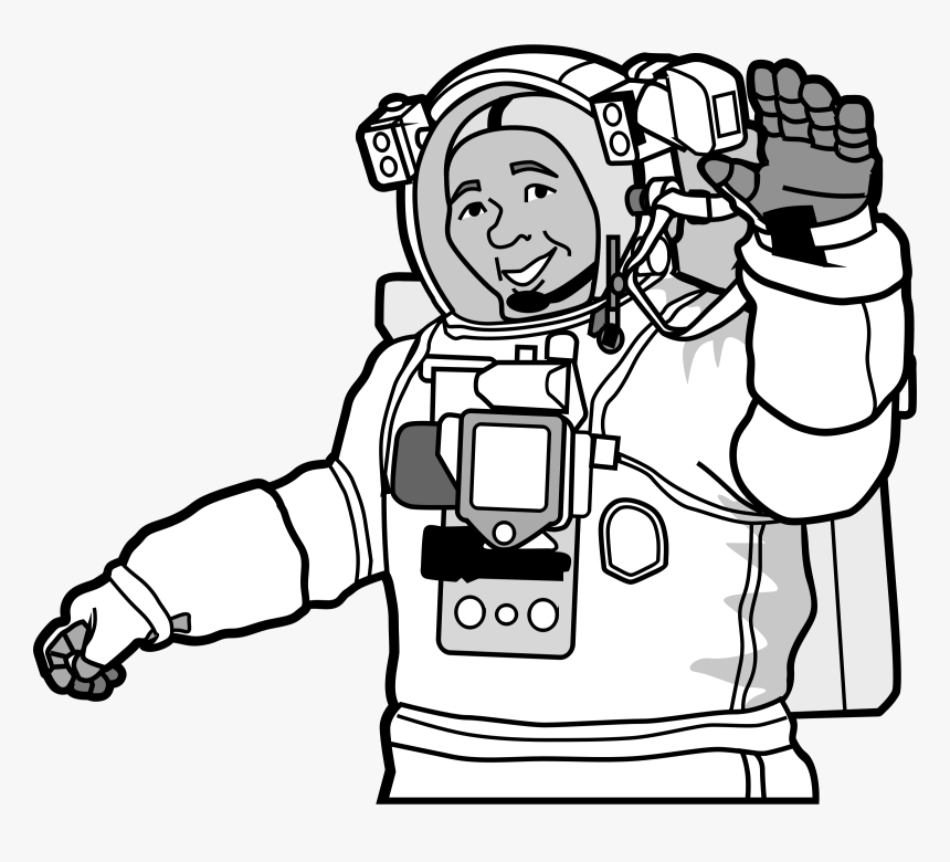 Smiling Astronaut Clip Arts - Astronaut Clip Art Black And White, HD Png Download, Free Download