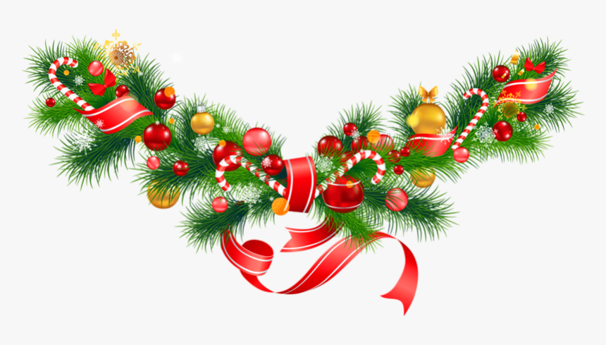 Transparent Christmas Pine Garland With Ornaments Clipart - Transparent Christmas Decoration Clipart, HD Png Download, Free Download