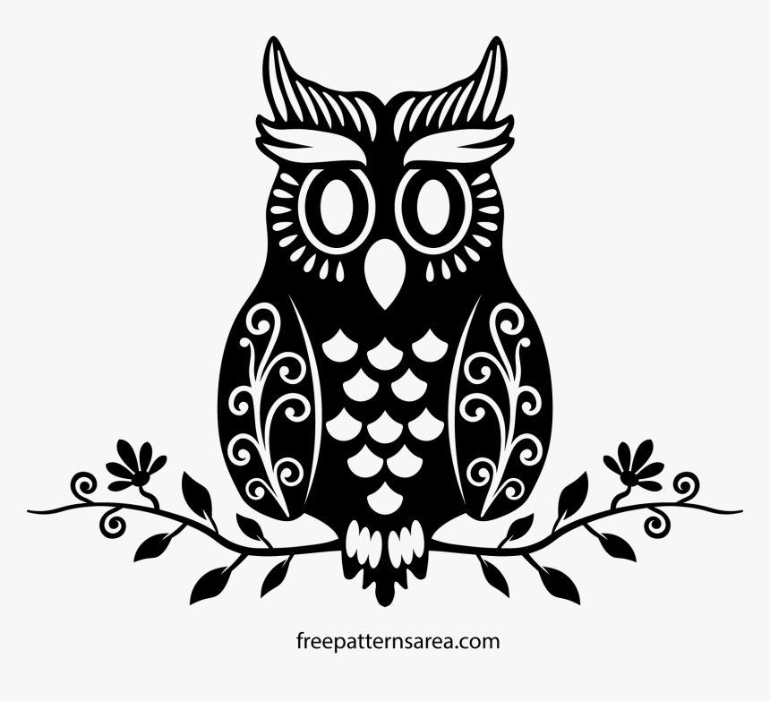 Owl Png Free Black And White - Owl Vector Png, Transparent Png, Free Download