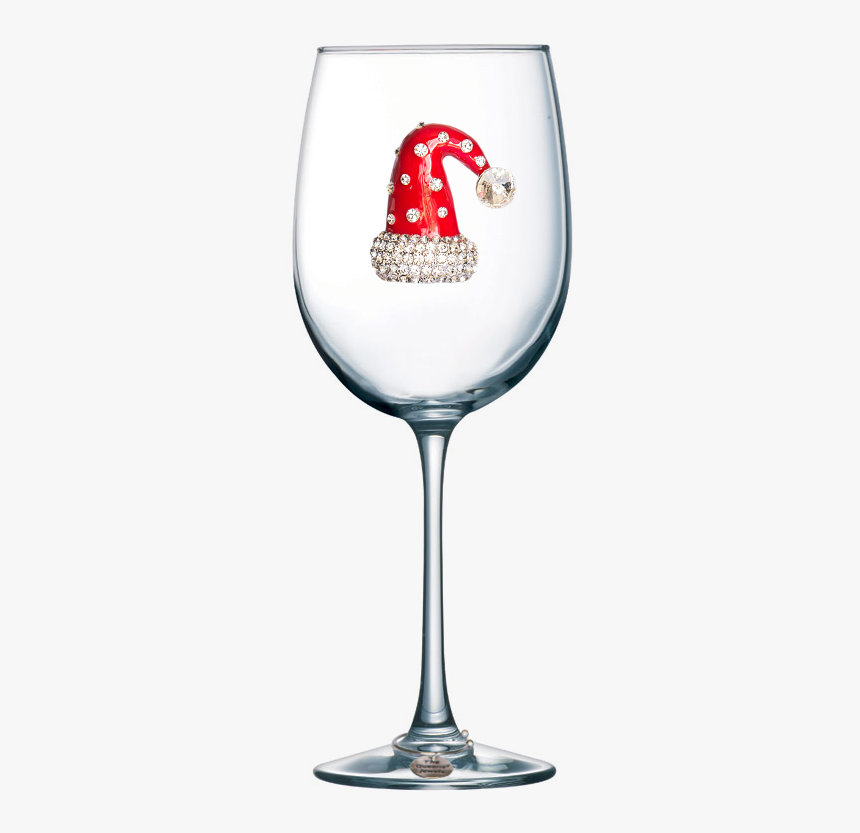 Santa Hat Jeweled Stemmed Wine Glass - Wine Glass With Name, HD Png Download, Free Download