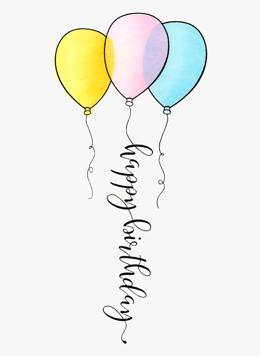 Ballon Drawing Birthday Balloon - Happy Birthday Balloons Drawing, HD Png Download, Free Download