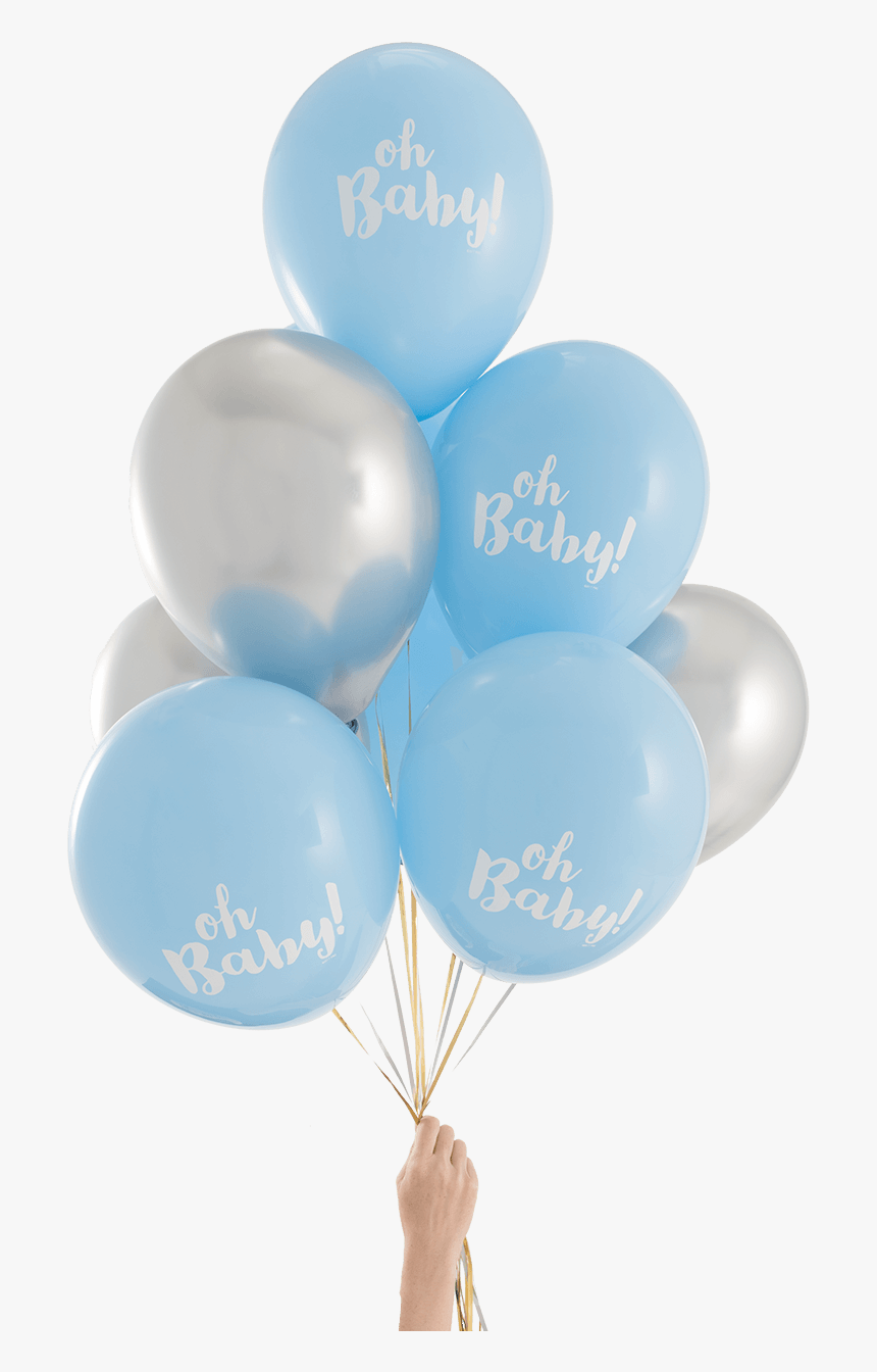 Oh Baby Silver & Blue Party Balloons - Light Blue And Silver Balloons, HD Png Download, Free Download