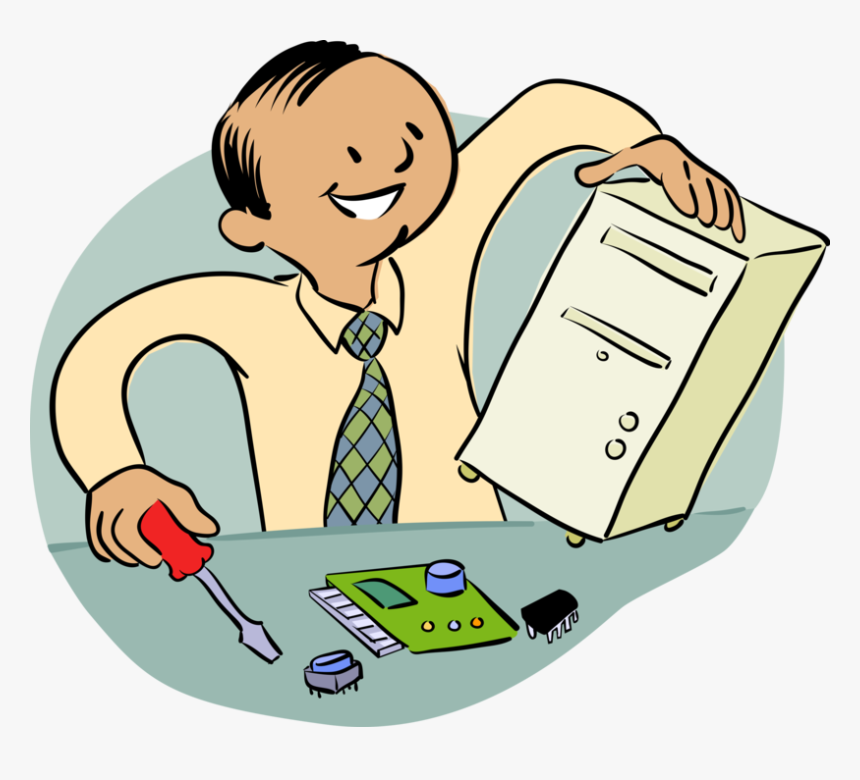 Vector Illustration Of Computer And Electronics Repair - Fixing Computer Clipart, HD Png Download, Free Download