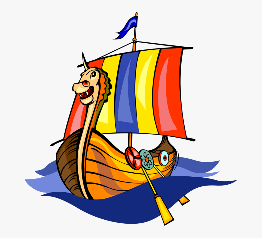 Vector Illustration Of Nordic Viking Ship With Dragon"s - Viking Ship, HD Png Download, Free Download