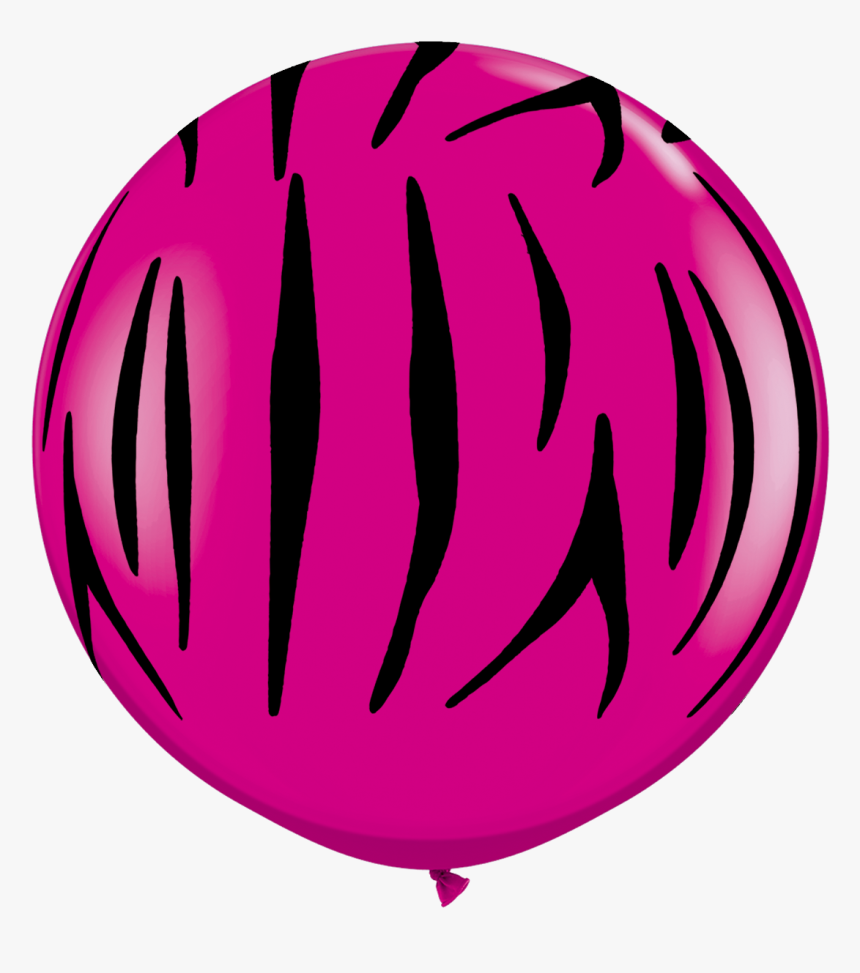 3ft Zebra Stripes A Round Wild Berry Latex Balloons - Balloon, HD Png Download, Free Download