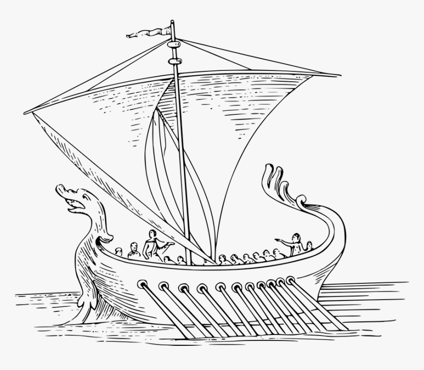 Boat, Ocean, Roman, Rome, Rowing, Sailing, Sea, Ship - Vikings Ships Images Drawings, HD Png Download, Free Download