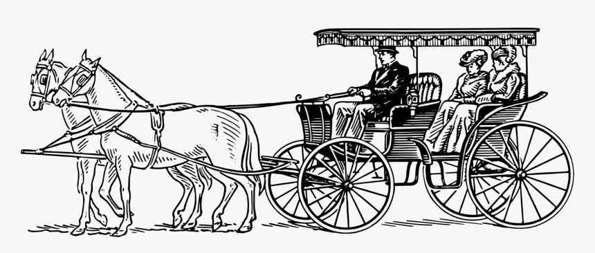 Horse Carriage Surrey Wagon Drawing Cc0 - Horse Carriage Drawing, HD Png Download, Free Download